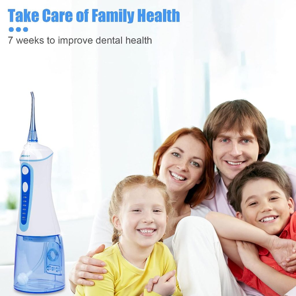 Water Dental Flosser for Teeth Cleaning,Grinest 7 Levels Cordless Powerful Battery Water Teeth Cleaner Pick Care Portable Rechargeable Dental Oral Irrigator IPX7 Waterproof for Home Travel (White)